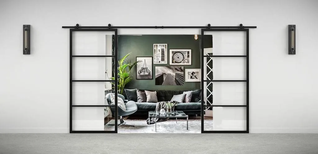 Wide Glas Barn Glass Doors Metal Frame Door