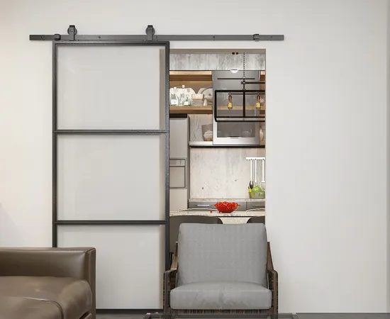 Cheap French Style Knocked Down Three Lites Clear Glass Sliding Barn Door