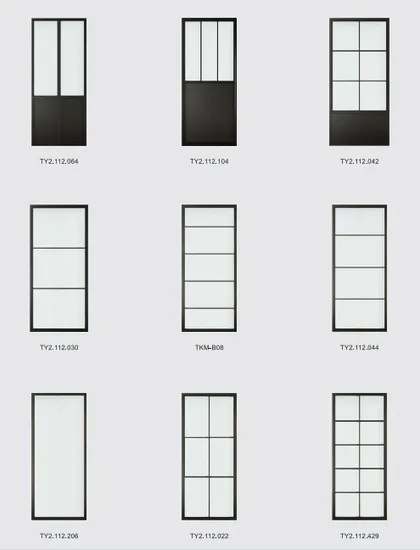 Black Steel Frame Swing Glass Door with Hinges for Interior Use