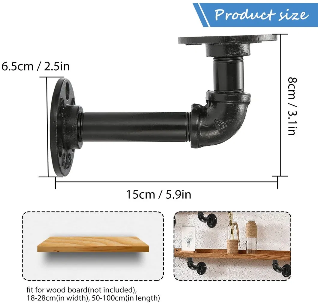 Iron Pipe Bracket Wall Mounted Floating Shelf Hanging Wall Hardware Decor