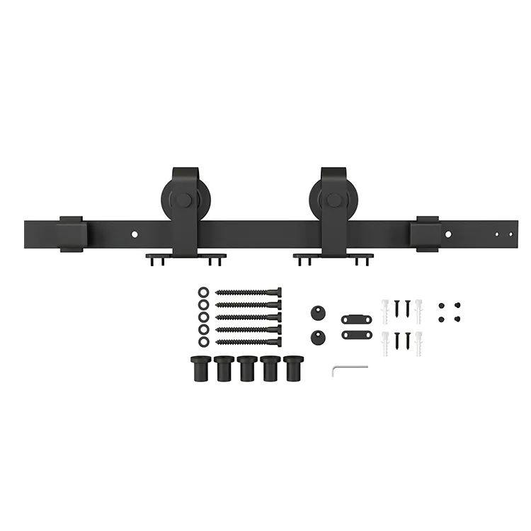 Steel Frame Clear Glass Sliding Barn Door with Hardware Kit