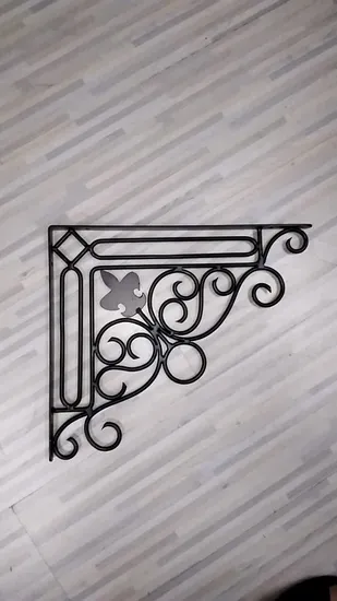 Cast Iron Wall Mounted Black Floral Shelf Brackets