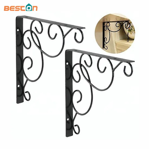 Cast Iron Wall Mounted Black Floral Shelf Brackets