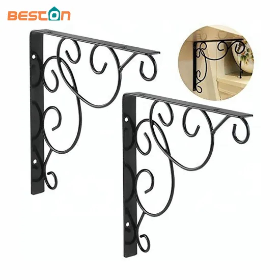 Cast Iron Wall Mounted Black Floral Shelf Brackets