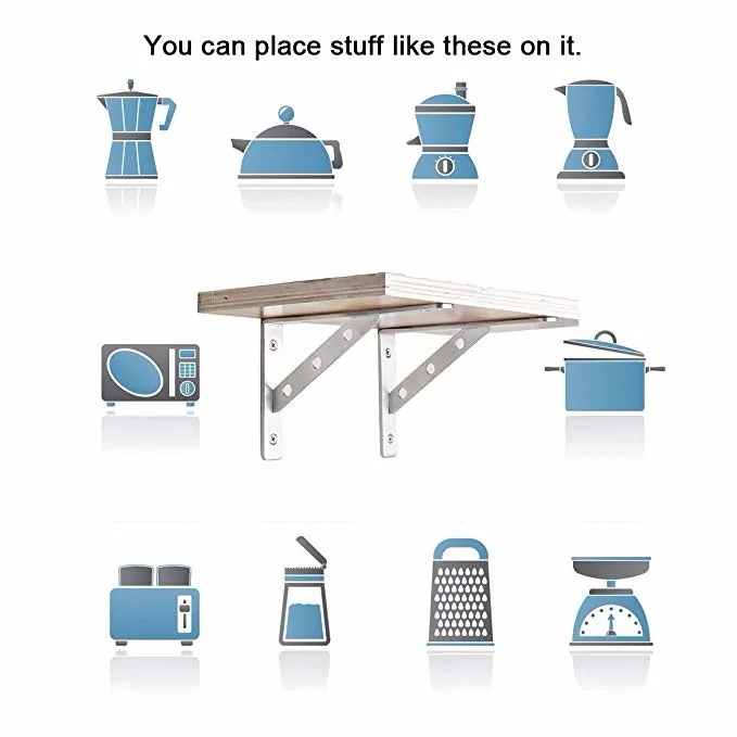 Solid Stainless Steel Wall Mounted Shelf Supporter 90 Degree Angle Bracket Frame