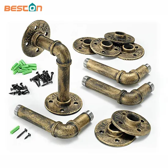Solid Iron Gold Bronze Pipe Shelving Hangers and Brackets