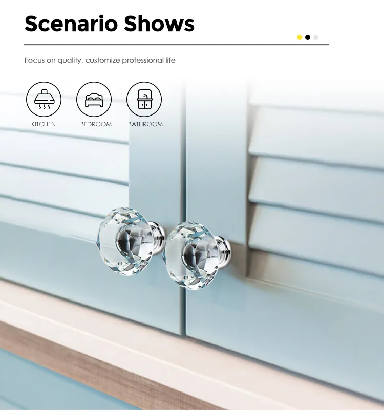High Quality Crystal Drawers Knobs Furniture Handles and Knobs for Kitchen Cabinet