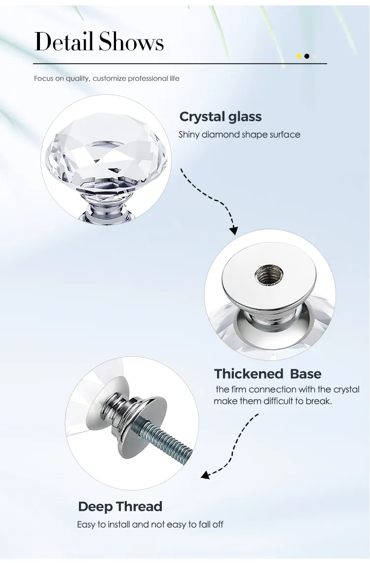 High Quality Crystal Drawers Knobs Furniture Handles and Knobs for Kitchen Cabinet