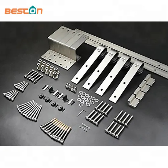 Brushed Nickel Steel Double Sliding Bypass Barn Door Hardware