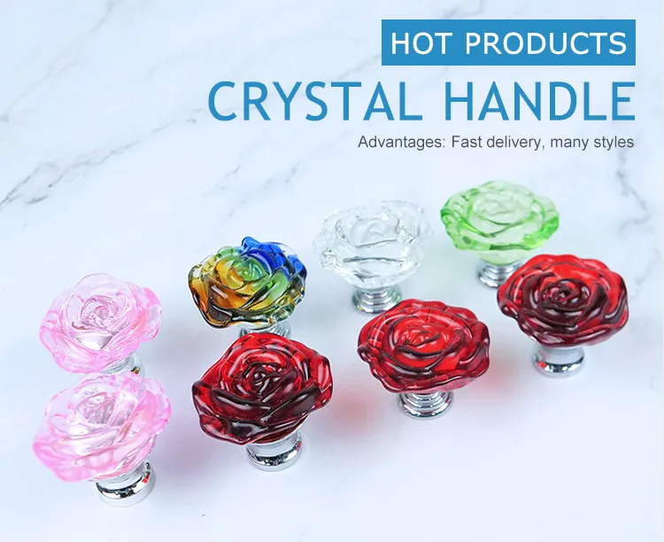 Plane Fillister Head Cupboard Door Handles with Crystals Knobs Glass Cabinet Handles
