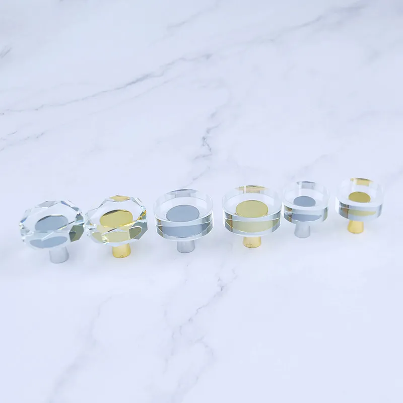 Natural Crystal Irregular Handle Sliced Shape Crystal Glass Door Lever Pull Handles