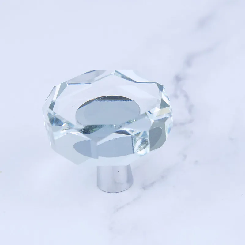 Natural Crystal Irregular Handle Sliced Shape Crystal Glass Door Lever Pull Handles