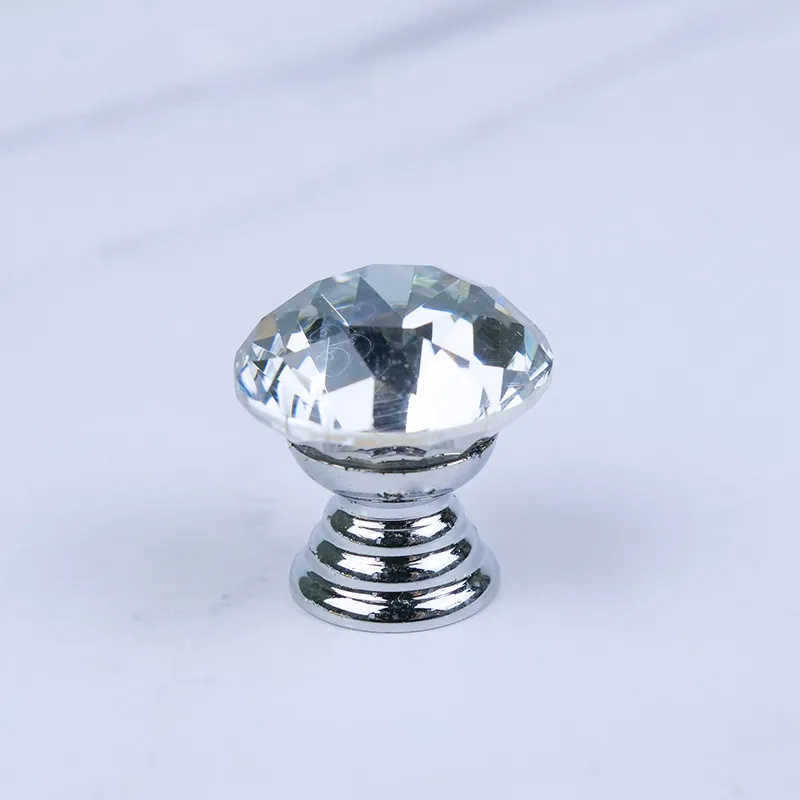 Colorful Simple Crystal Handle Mushroom Knob Luxury Cabinet Crystal Knob Pull Handle