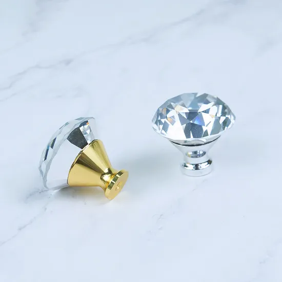 Colorful Simple Crystal Handle Mushroom Knob Luxury Cabinet Crystal Knob Pull Handle