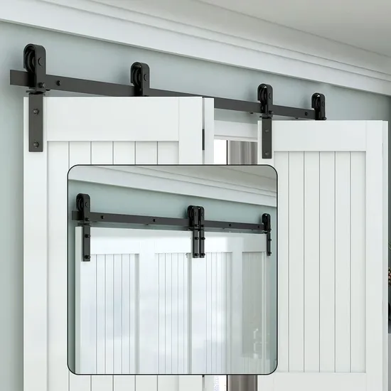 Bi-Folding Sliding Barn Door Hardware Closet Rail Roller Accessory Hardware Kits