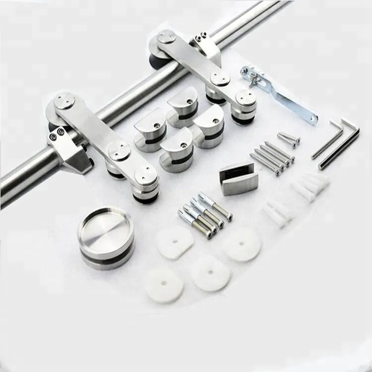 Rubber Sliding Door Wood Stainless Steel 304 Hanging Barn Door Hardware Kits