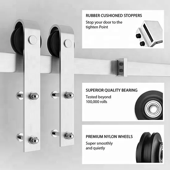 Stainless Steel 304 Wood Chrome Sliding Barn Door Hardware