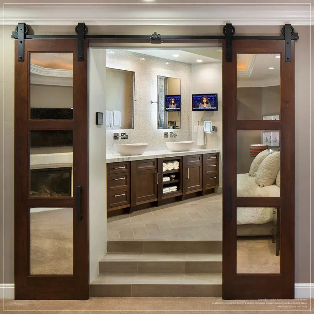 Spoke Wheel Interior Sliding Barn Door Hardware Kit