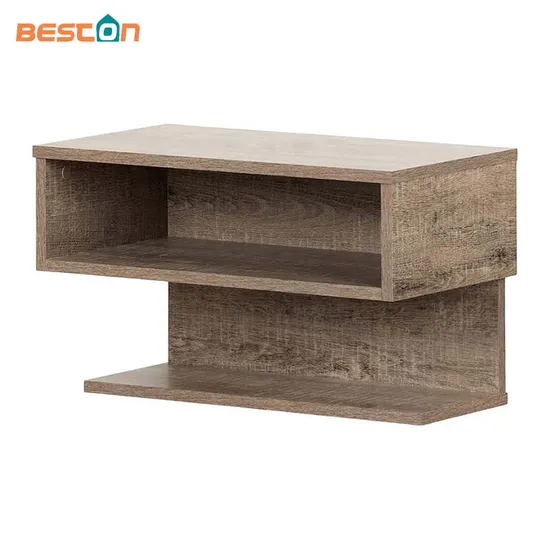 Wooden Wall Mounted Shelf with Drawer Bedside Nightstand Side Table