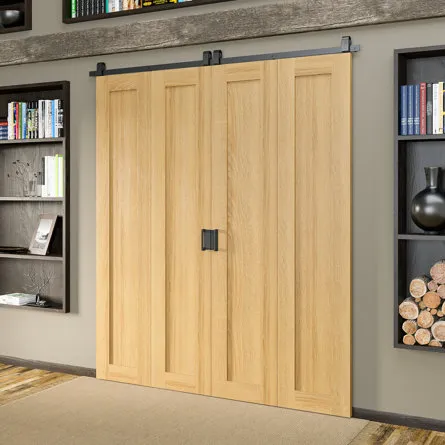 Wall Mount Bracket Double Wooden Doors Bi-Folding Sliding Barn Door Hardware Kit