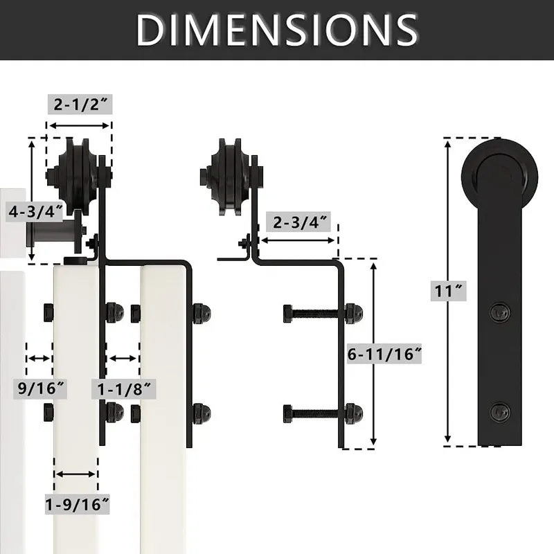 Contemporary Style Interior Bathroom Bypass Sliding Barn Door Hardware Kit