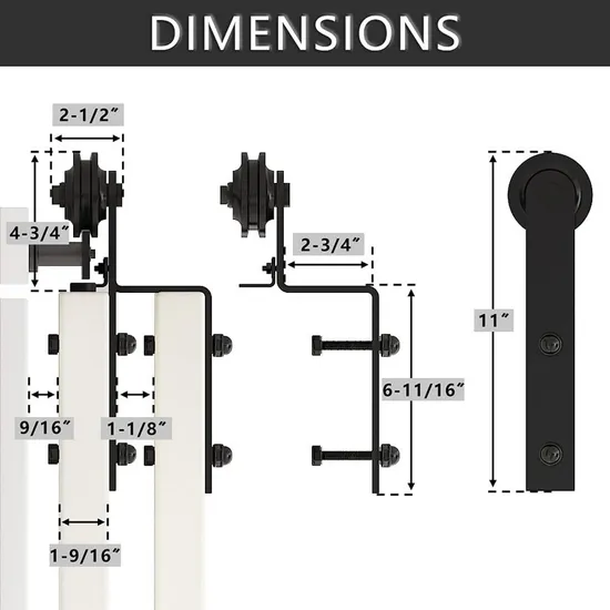 Contemporary Style Interior Bathroom Bypass Sliding Barn Door Hardware Kit
