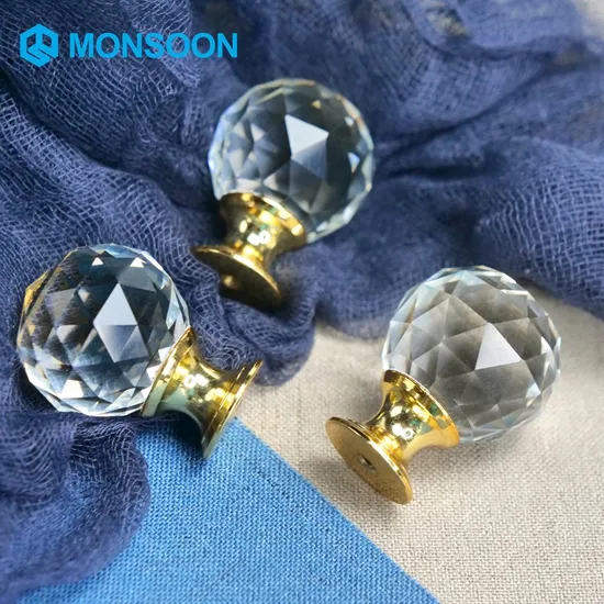 Cupboard Drawer Door Cabinet Pulls Crystal Knob Gold Kitchen Handles