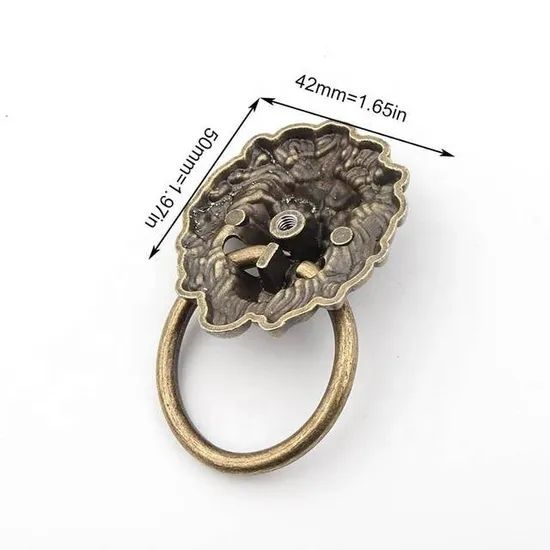Antique Color Lion Head Design Shape Drawer Ring Knob Pull Handle