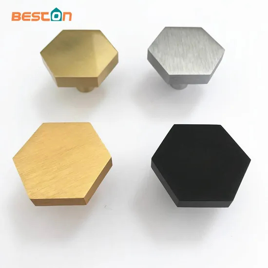 Solid Brass Hexagon Cabinet Knob Drawer Handle Pulls