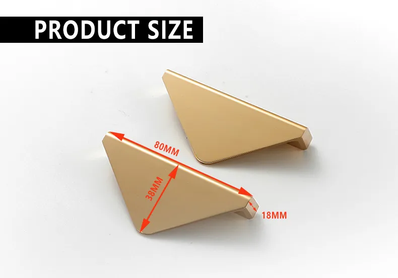 Simple Aluminum Bright Gold Triangle Kitchen Cabinet Pull Handles Cabinet Door Handle