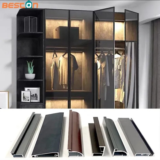 Tock Wardrobe Sliding Aluminum Extrusion Profiles for Kitchen Cabinets Cupboard Door Frame
