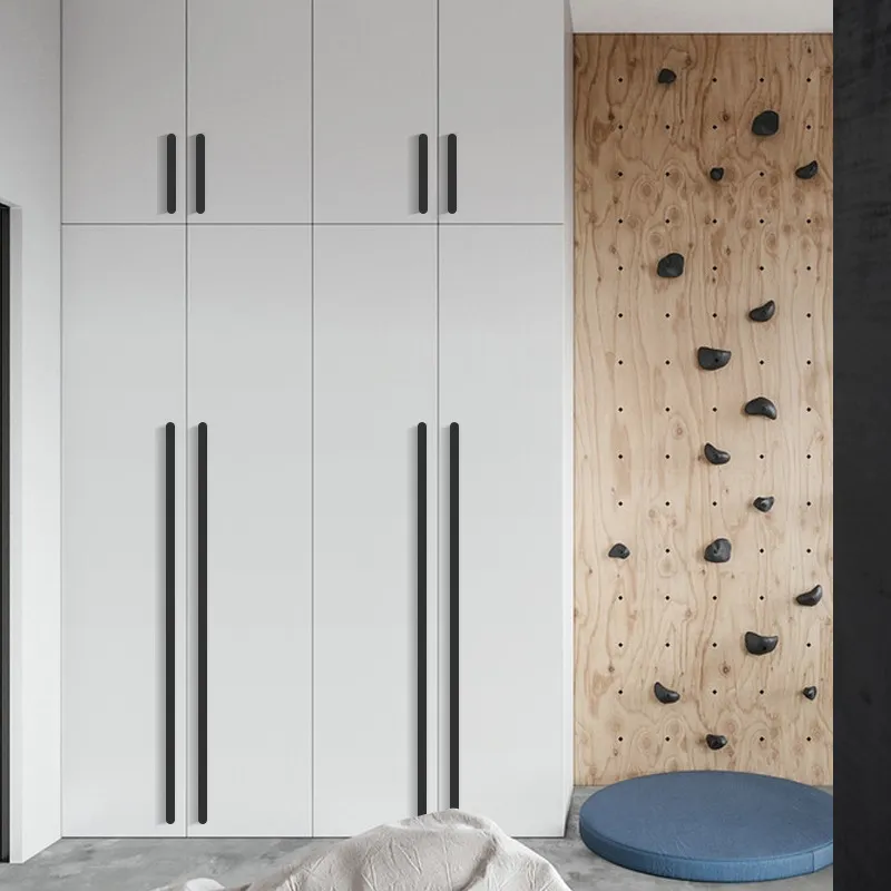 Furniture Hardware Solid Aluminum Pull Handle Black Gold Modern Drawer Cabinet Handles