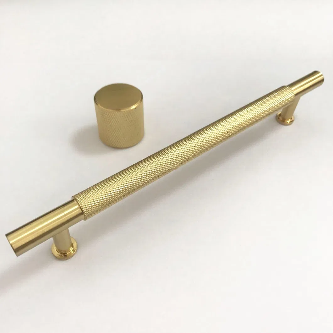 Luxury High Quality Cabinet Drawer 160mm Brass Gold Knurling Handle Pull Knob