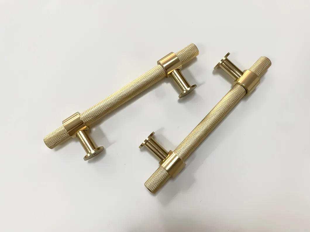 Furniture Handles Aluminum Alloy Brass Gold T Bar Knurling Cabinet Cupboard Handle