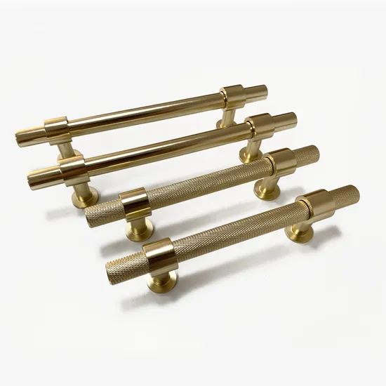 Furniture Handles Aluminum Alloy Brass Gold T Bar Knurling Cabinet Cupboard Handle