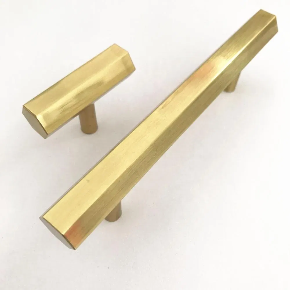 T Bar Brass Gold Furniture Handle Solid Aluminium Ss Cabinet Heaxgon Knob