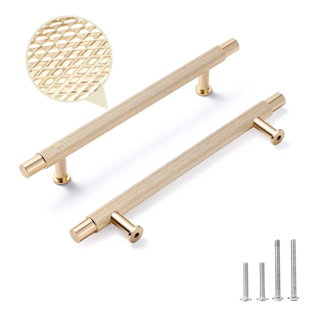 Aluminum Solid Drawer Pull with Diamond Pattern Knurled Kitchen Cabinet Pulls Handle