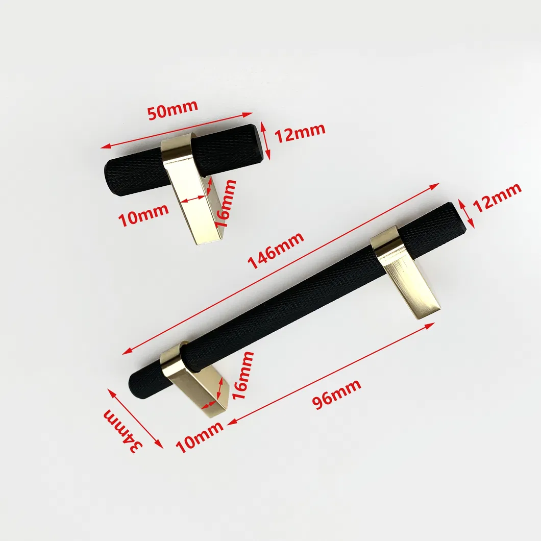 Furniture Accessories Aluminum Cabinet Knurled Handles Gold Black 50mm Drawer Pull Knobs