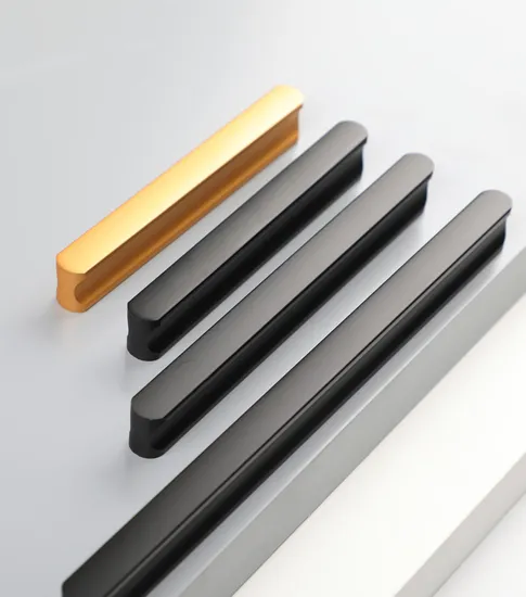 Kitchen Cabinet L Shaped Pull Handle Modern Aluminum Gold Furniture Drawer Handles