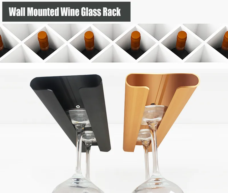Wall Mounted Wine Glass Rack Aluminum Under Cabinet Wine Glasses Holder