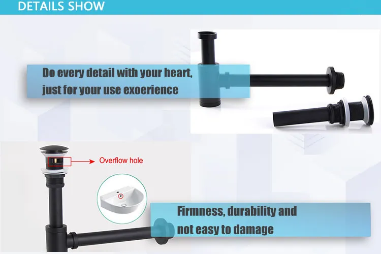 Bottle Trap Copper Siphon Brass Body Stainless Steel Pipe Bathroom Siphon Traps