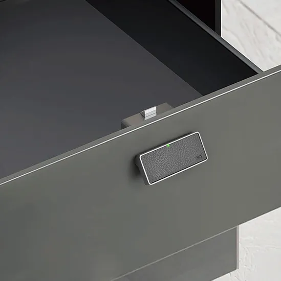 Smart Leather Fingerprint Cabinet Drawer Lock with USB Charging Black Electronic Locks