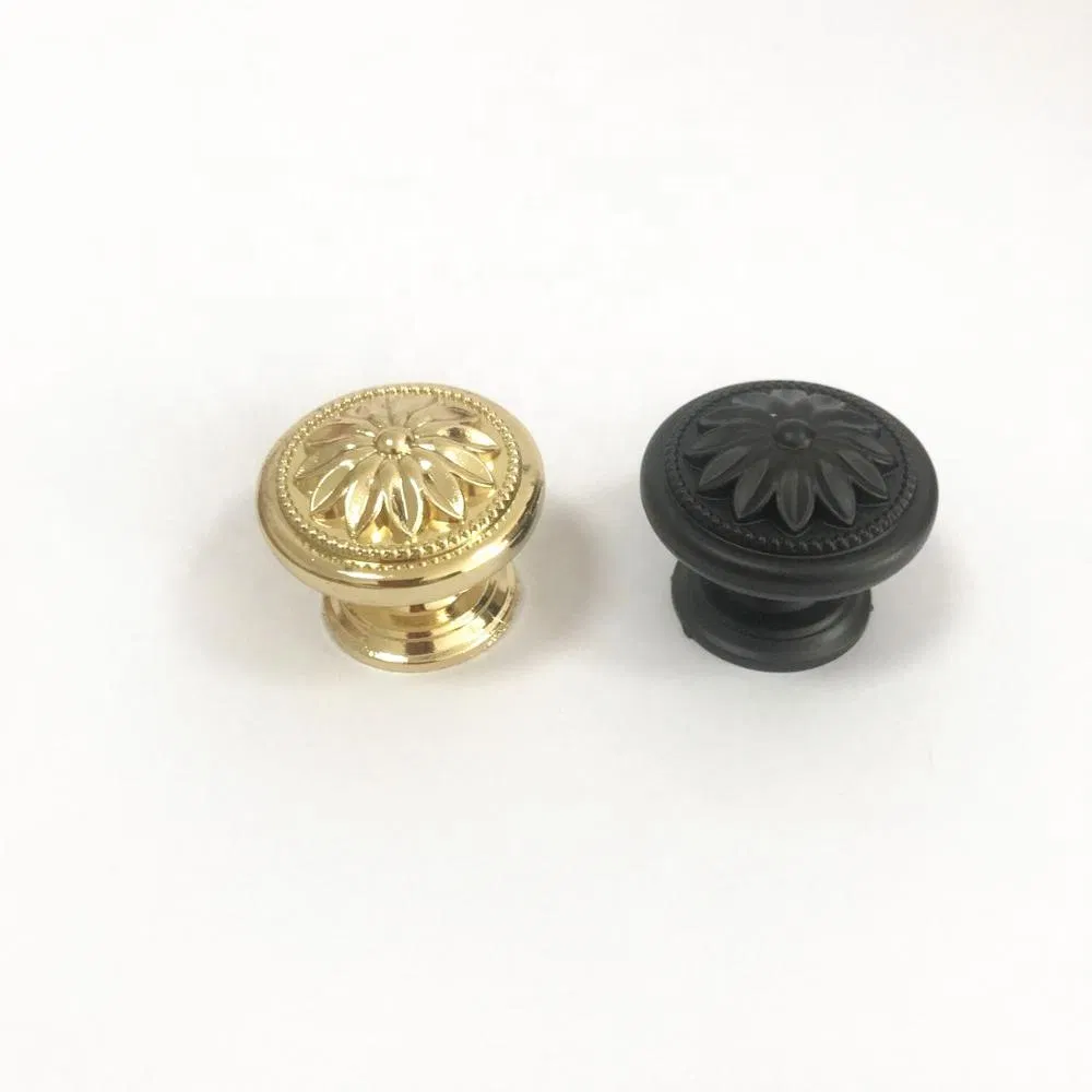Zinc Alloy 34mm Diameter Black &amp; Gold Kitchen Furniture Antique Cabinet Handle Knobs
