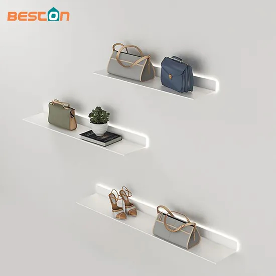 Shelving with LED Light Display Rack Wall-Mounted White Lighting Bookshelf