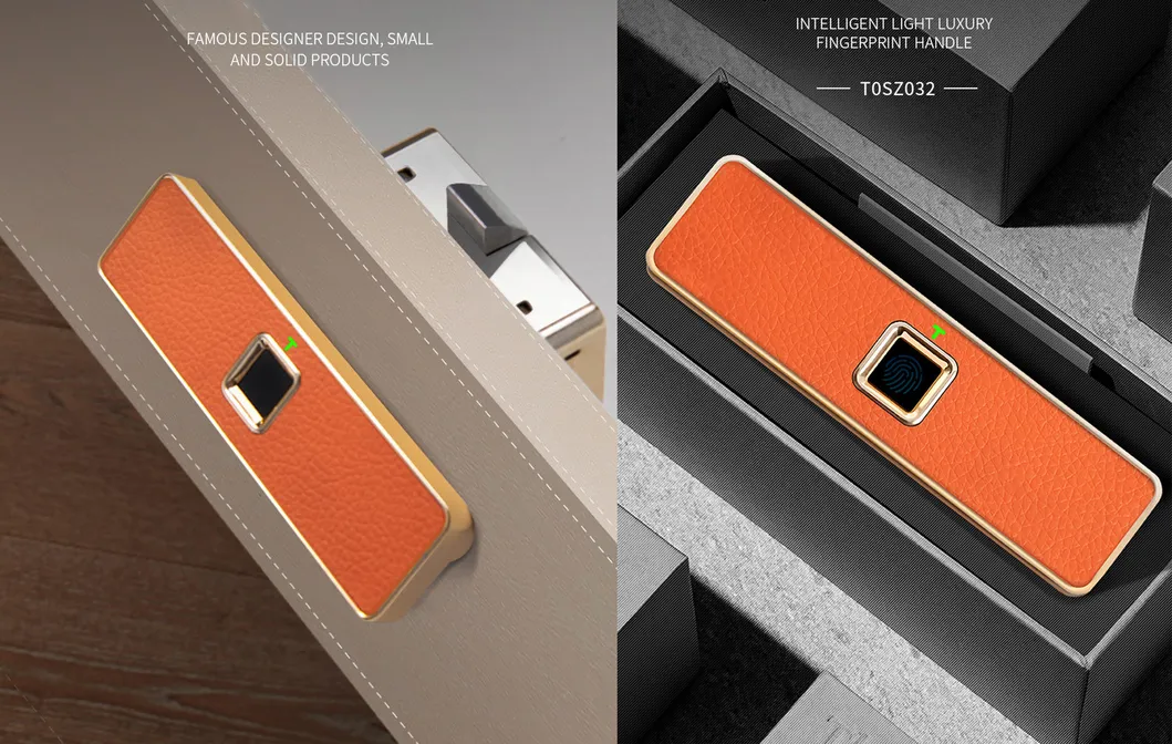 Smart Biometric Leather Hidden File Cabinet Lock Electronic USB Rechargeable Drawer Locks