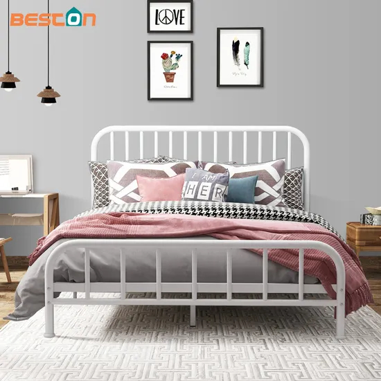 Furniture Metal Queen Size Double Golden Color Bed Frame for Adults