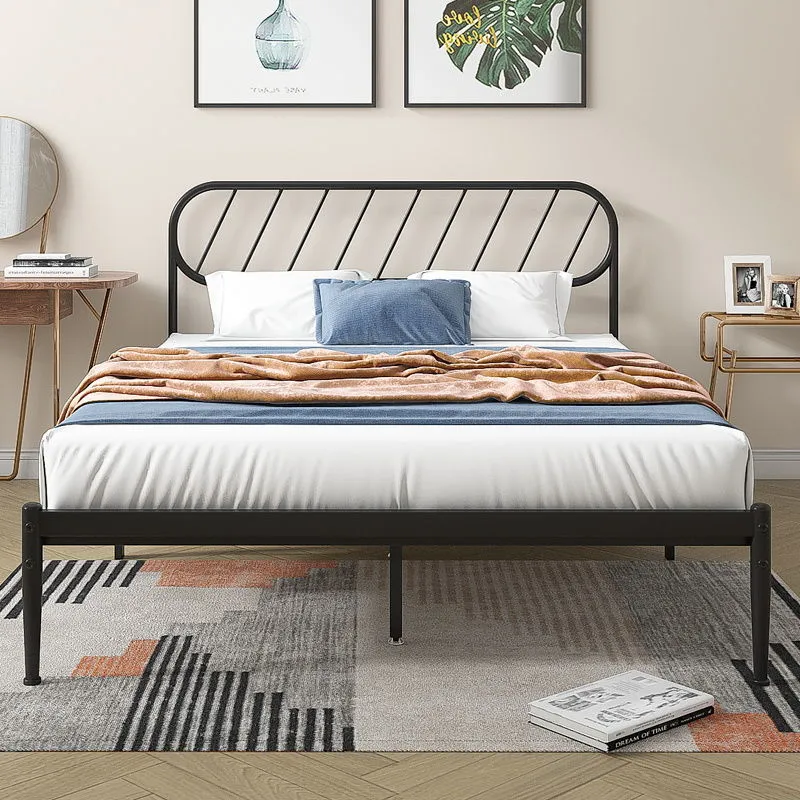 Simplicity Metal Double Bed Frame Pink with Bedroom Furniture