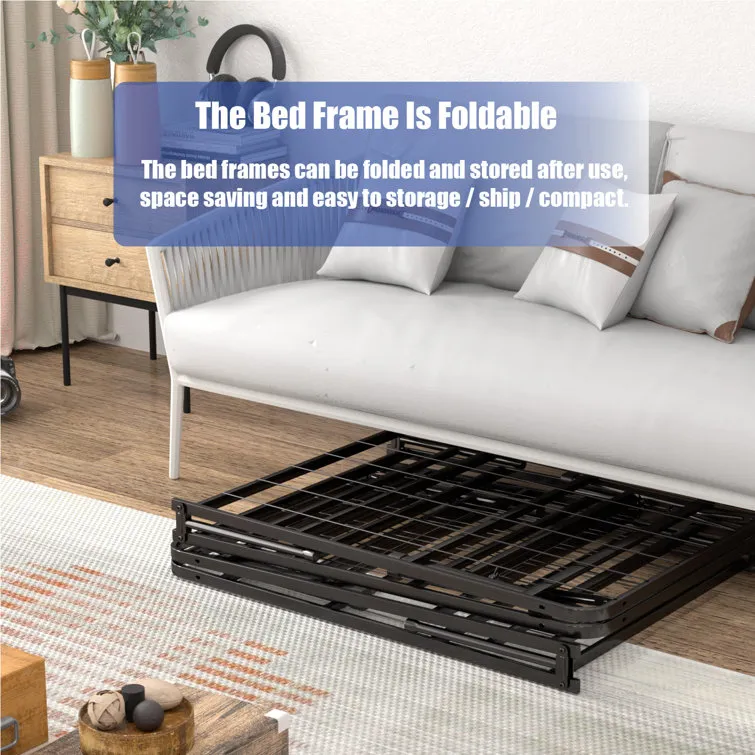 14 Inch Double Foldable Metal Furniture Platform Bed Frame