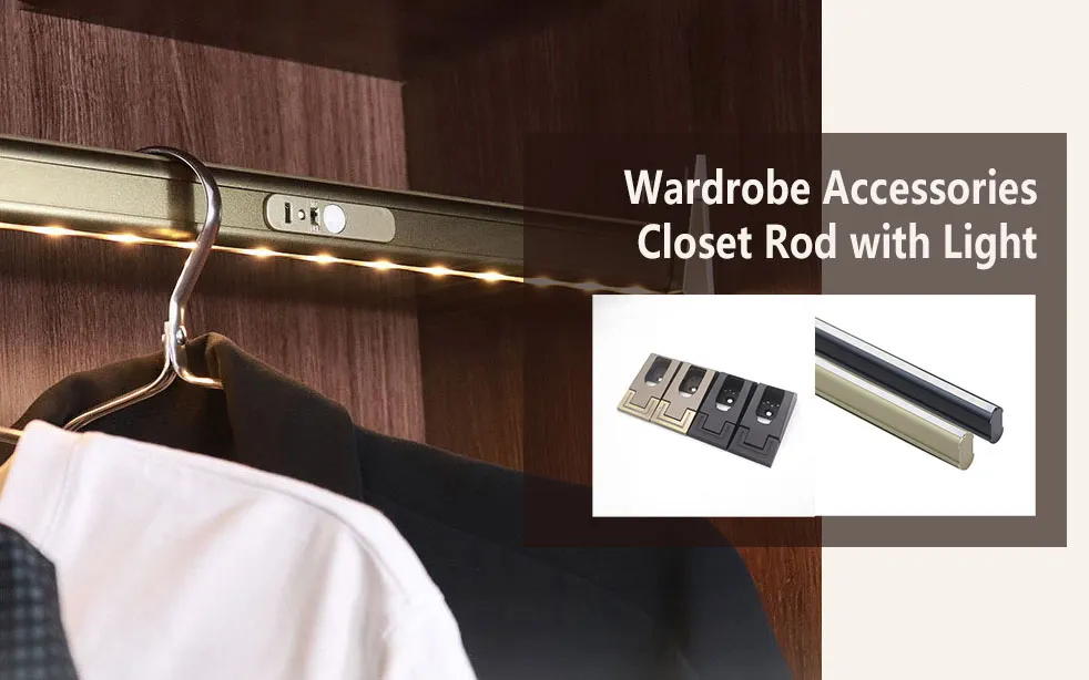 Wardrobe Accessories Oval Closet Rod with Light Black Champagne Aluminum Closet Rod