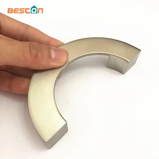 Brushed Nickel Cabinet Zinc Alloy C Design Shape Handles Dresser Pulls